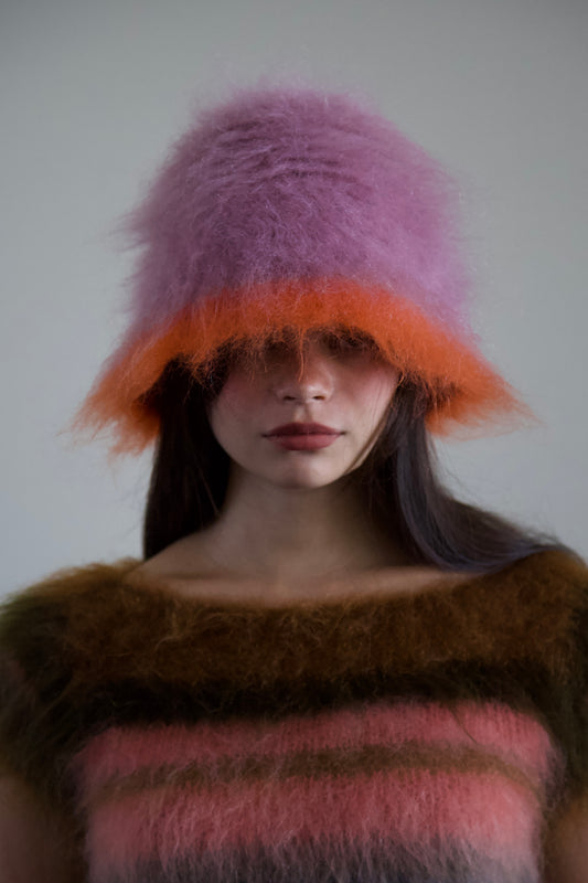 Original Blur Brushed Mohair Bucket Cap (lavender + lava)