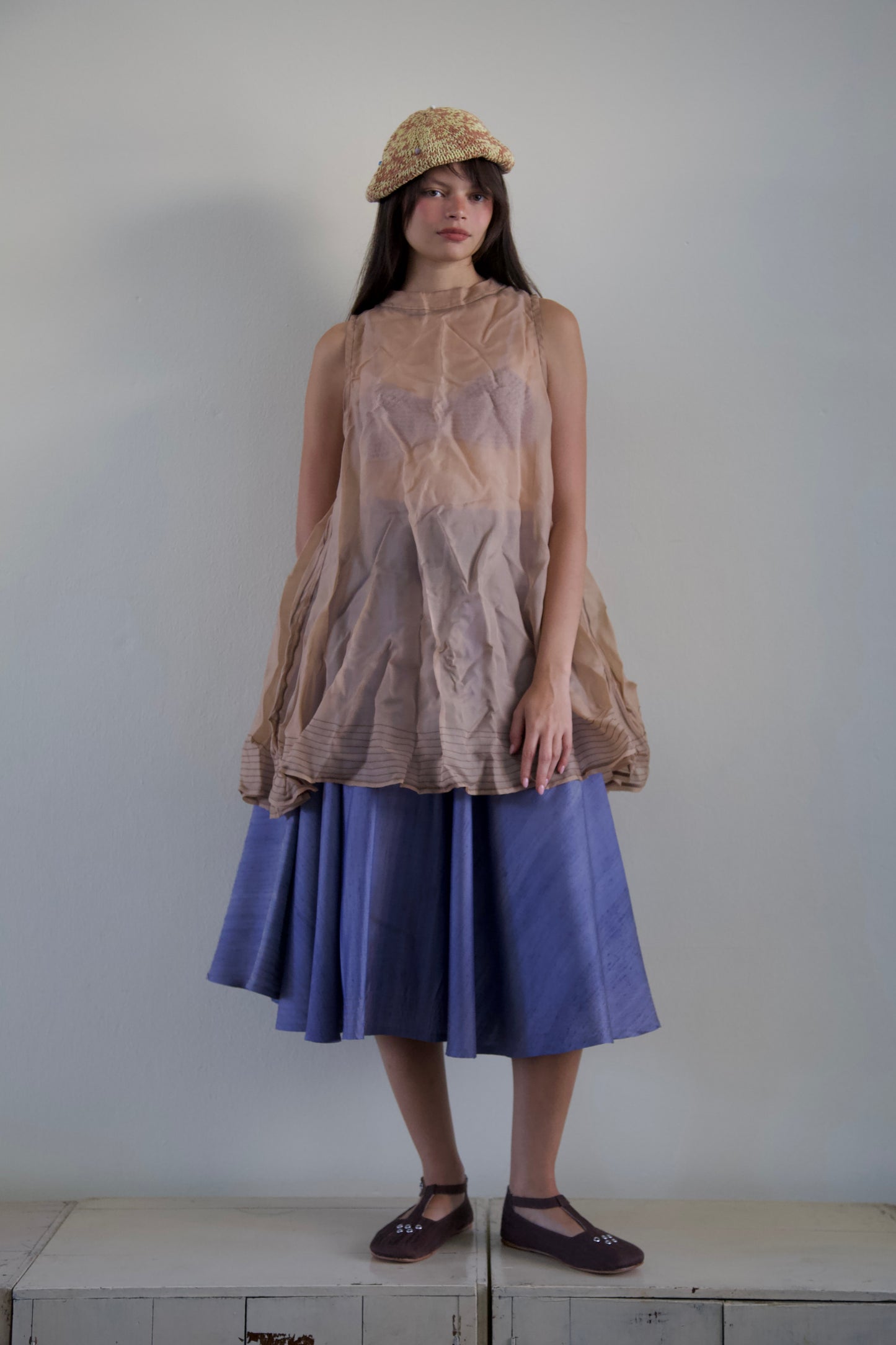 Mai Kaew Crumpled Thai 'Glass' Silk Tent Dress (3 colorways)