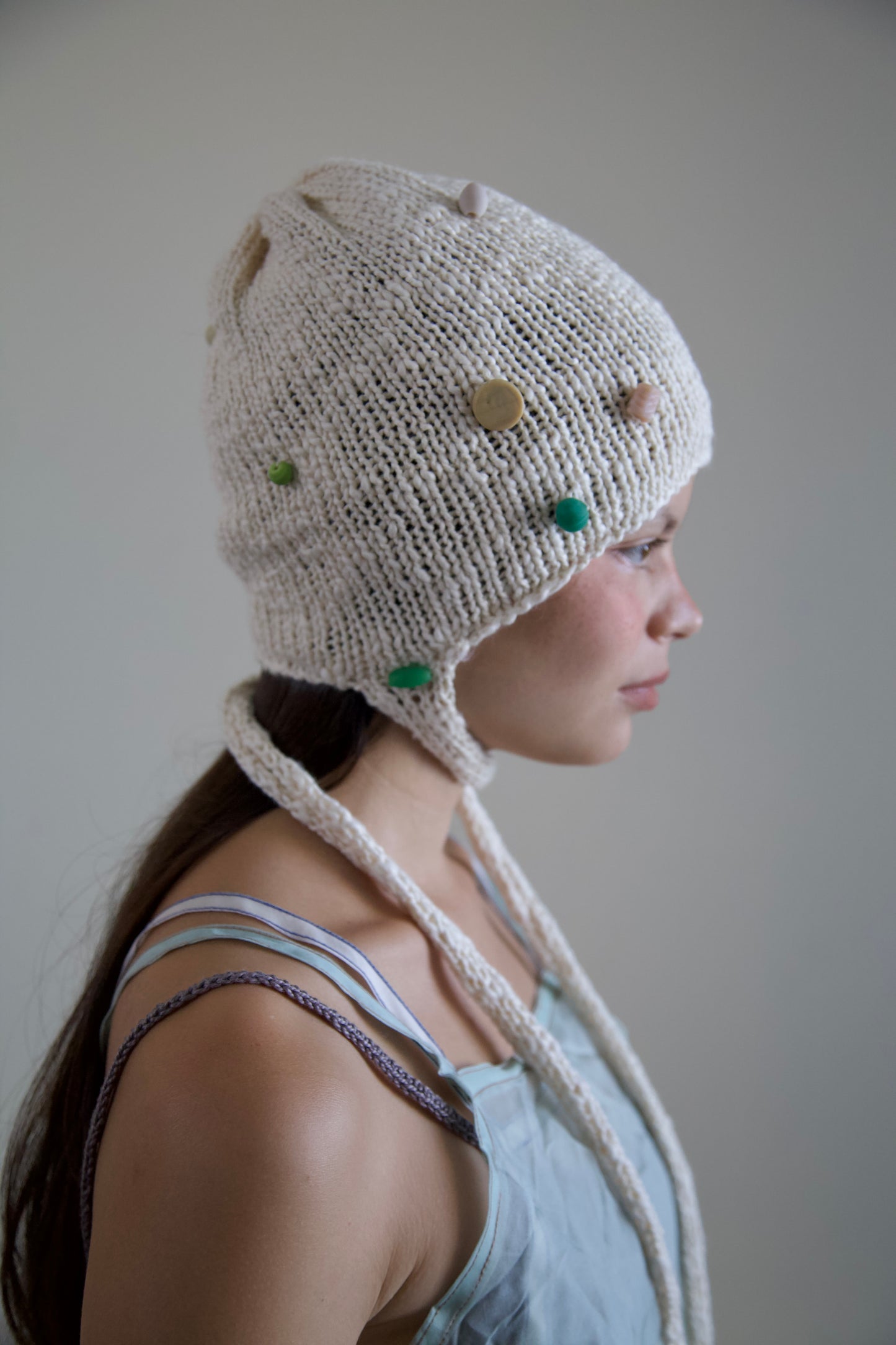 Debris Organic Cotton Beaded Knit Bonnet Cap