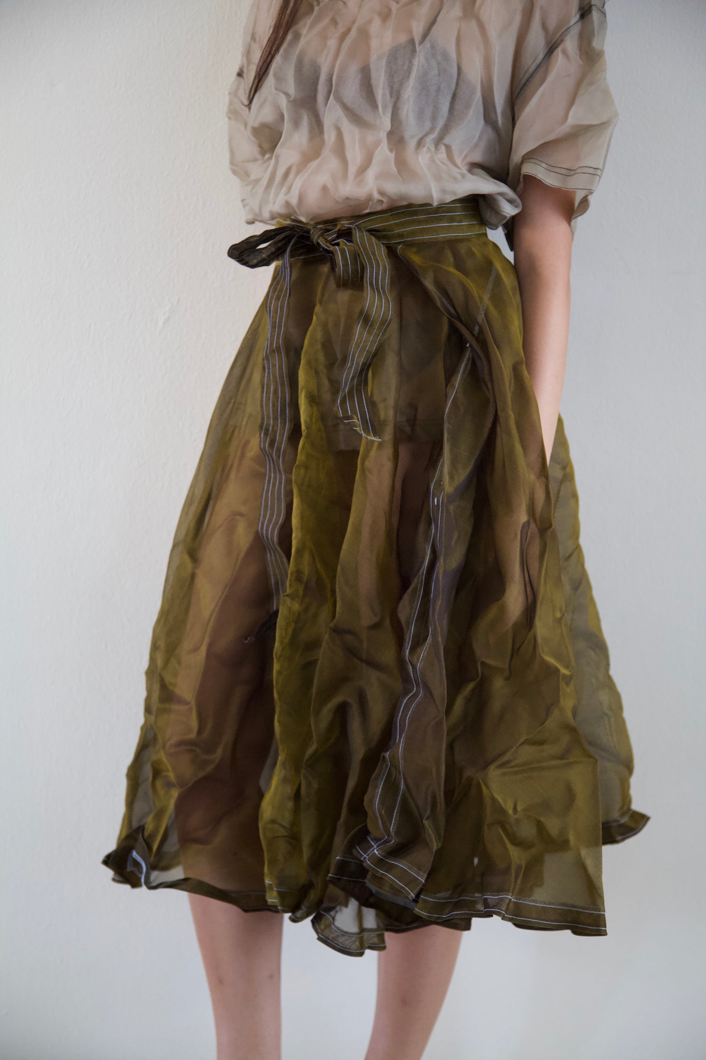 Mai Kaew Crumpled Thai 'Glass' Silk Circle Skirt (3 colorways)