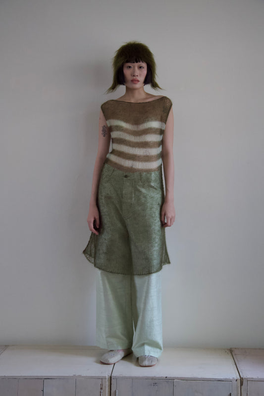 Sheer Lightest Weight Kid Mohair-Silk Knit Tunic Overlay Dress (garden)