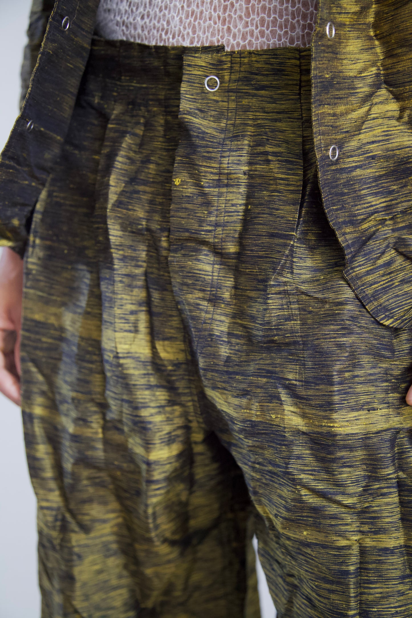 Crumpled Thai Silk Unisex Snap Adjustable Lounge Suit (3 colorways)