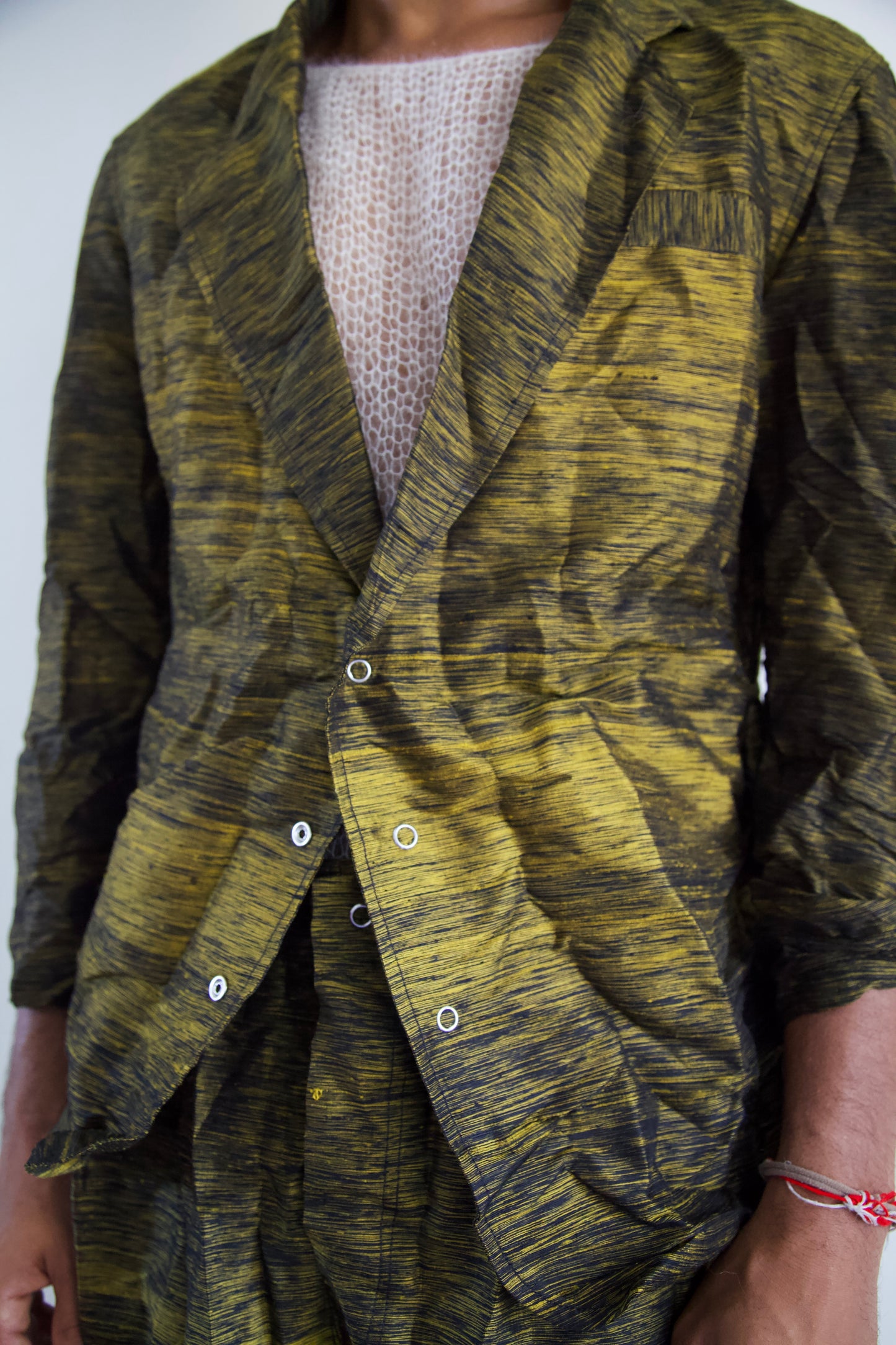 Crumpled Thai Silk Unisex Snap Adjustable Lounge Suit (3 colorways)