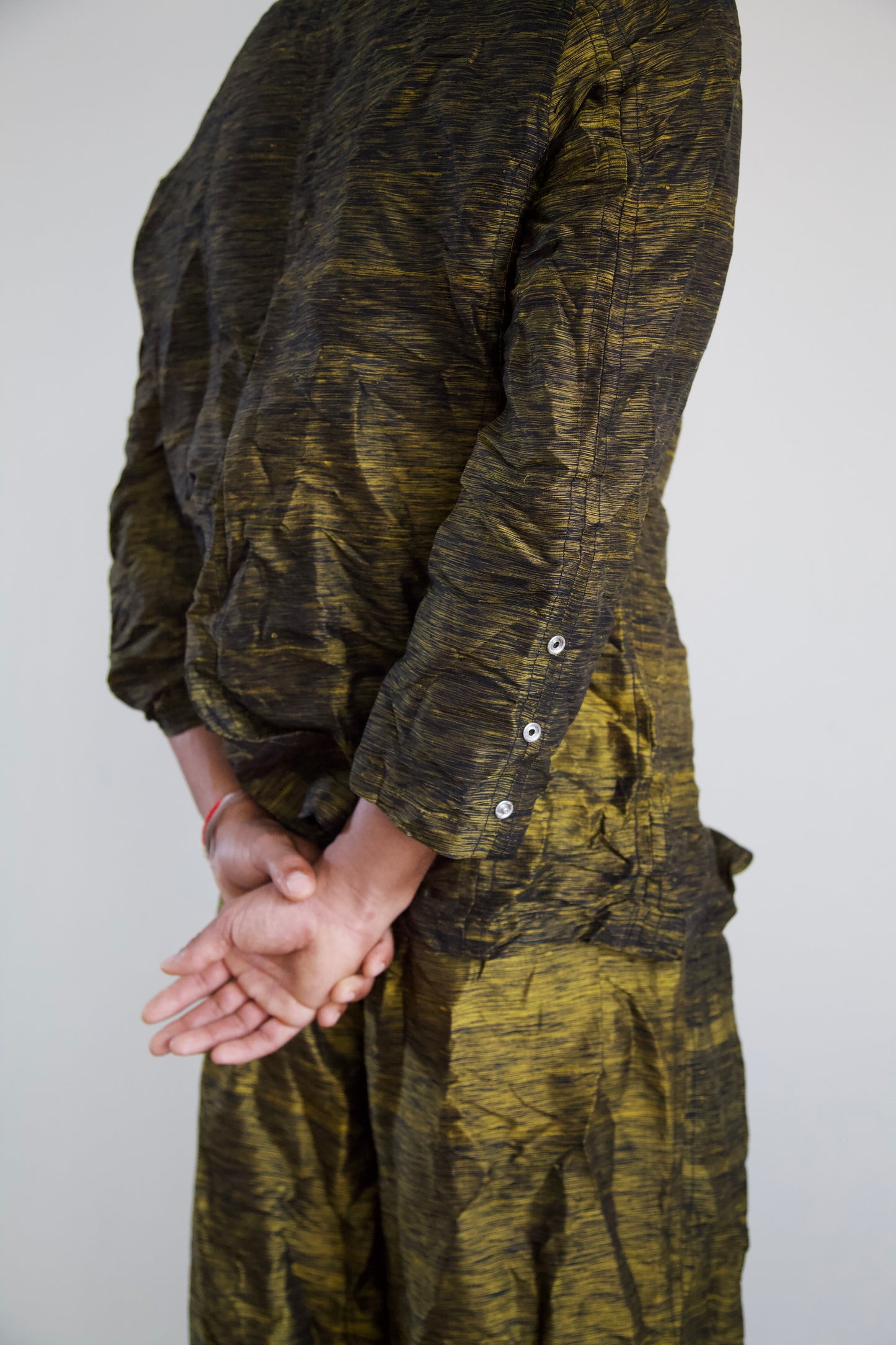 Crumpled Thai Silk Unisex Snap Adjustable Lounge Suit (3 colorways)