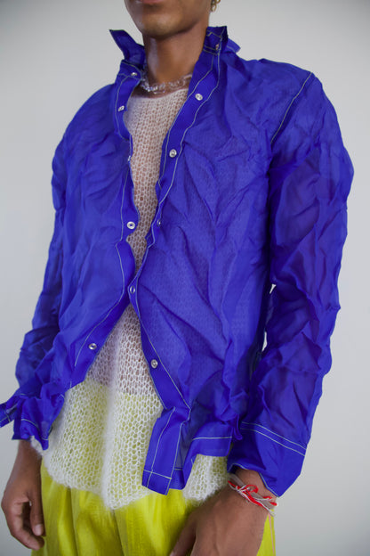 Mai Kaew Crumpled Thai 'Glass' Silk Unisex Snap Shirt (5 colorways)