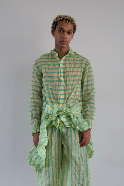 Mai Kaew Crumpled Thai 'Glass' Silk Unisex Snap Shirt (5 colorways)