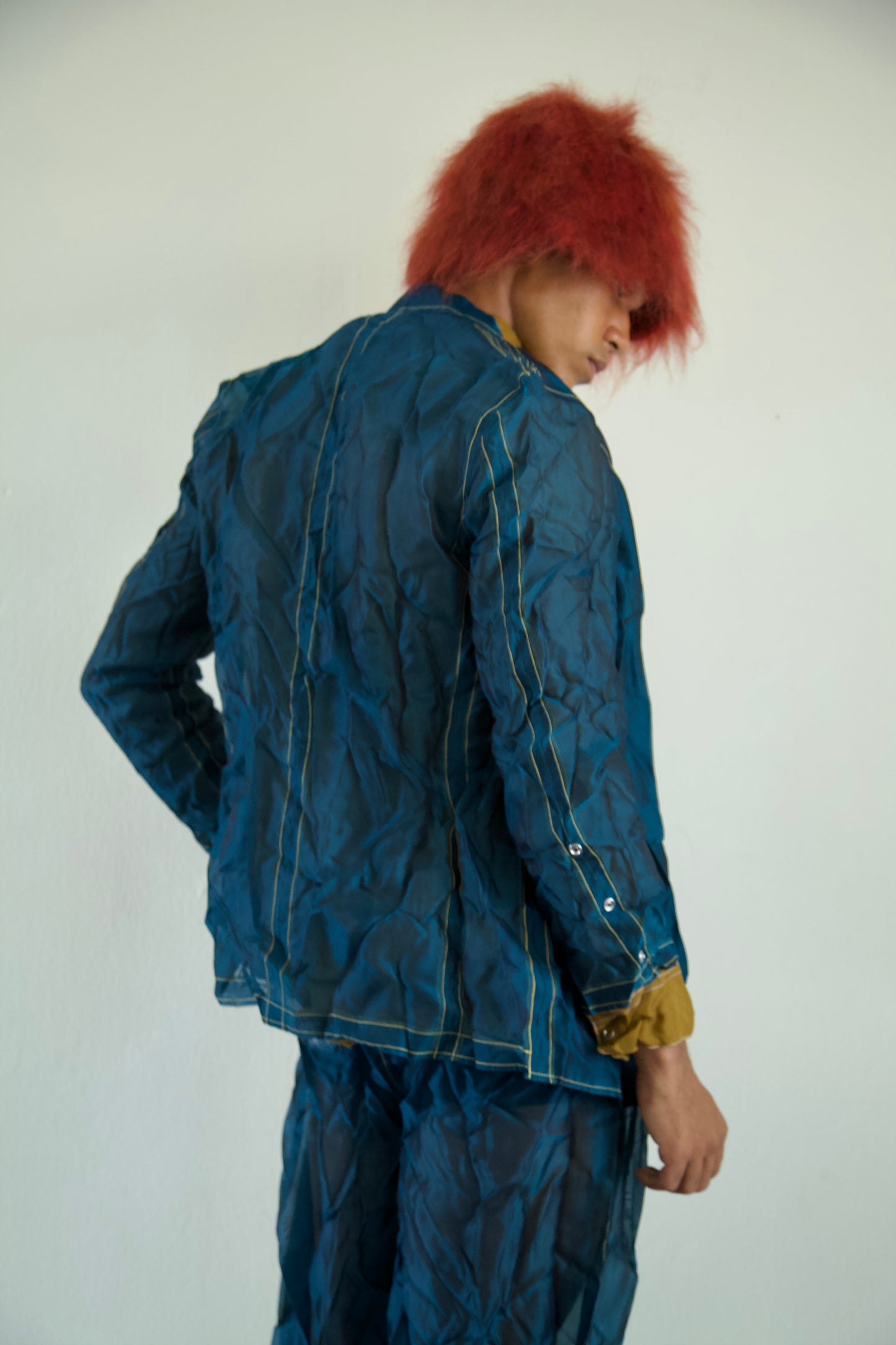 Crumpled Thai Silk Unisex Snap Adjustable Lounge Suit (3 colorways)