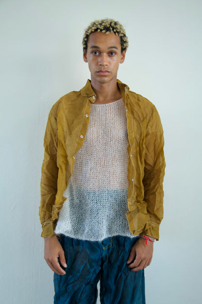 Mai Kaew Crumpled Thai 'Glass' Silk Unisex Snap Shirt (5 colorways)