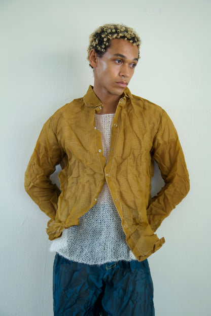 Mai Kaew Crumpled Thai 'Glass' Silk Unisex Snap Shirt (5 colorways)