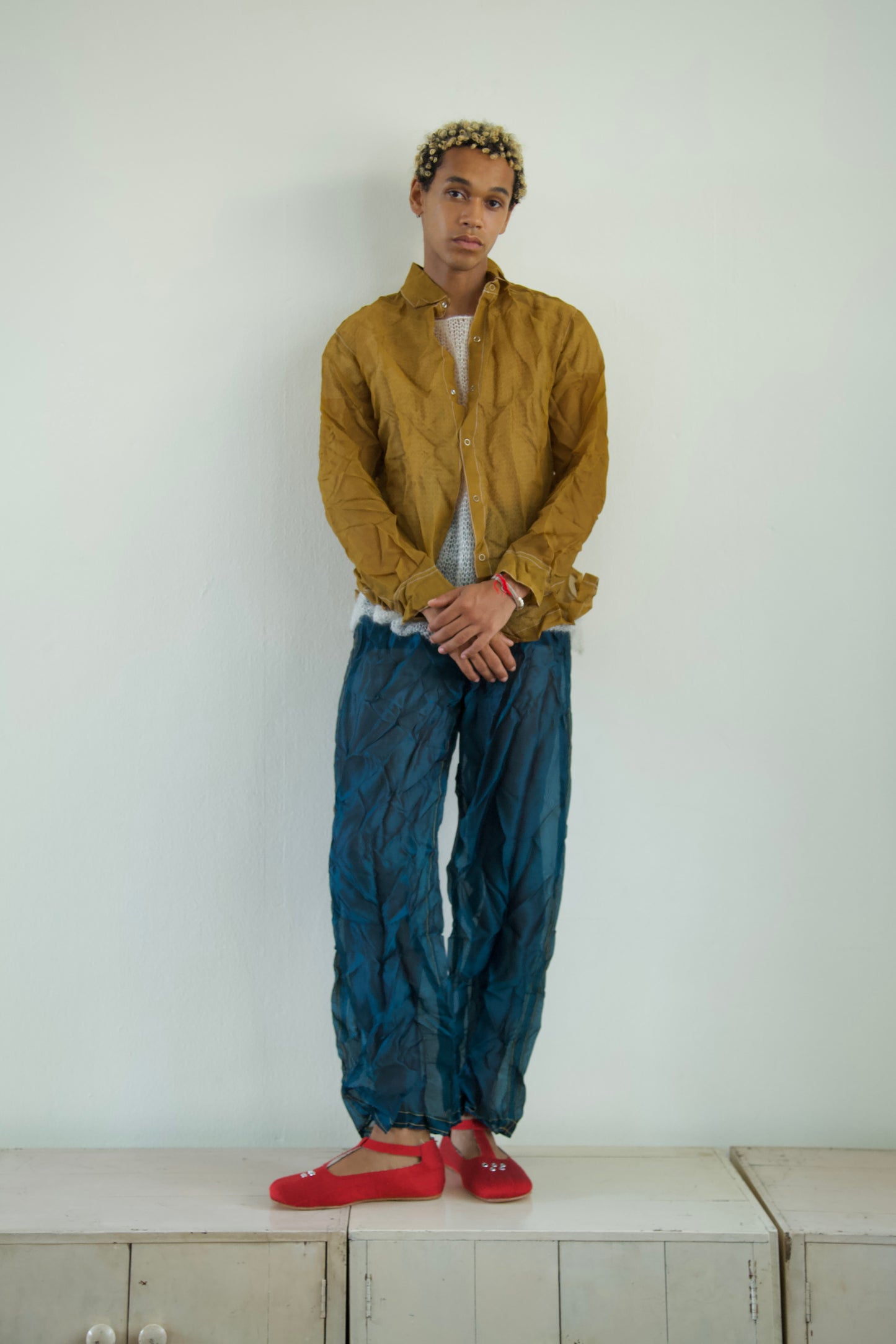 Crumpled Thai Silk Unisex Snap Adjustable Lounge Suit (3 colorways)