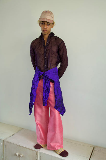 Mai Kaew Crumpled Thai 'Glass' Silk Unisex Snap Shirt (5 colorways)