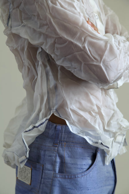 Mai Kaew Crumpled Thai 'Glass' Silk Unisex Snap Shirt (5 colorways)