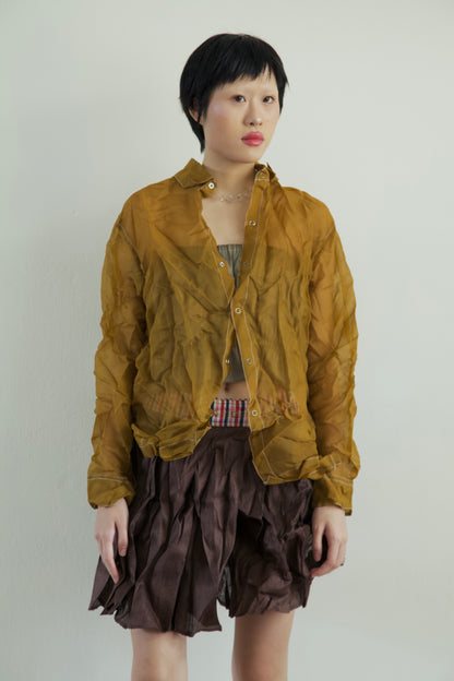 Mai Kaew Crumpled Thai 'Glass' Silk Unisex Snap Shirt (5 colorways)
