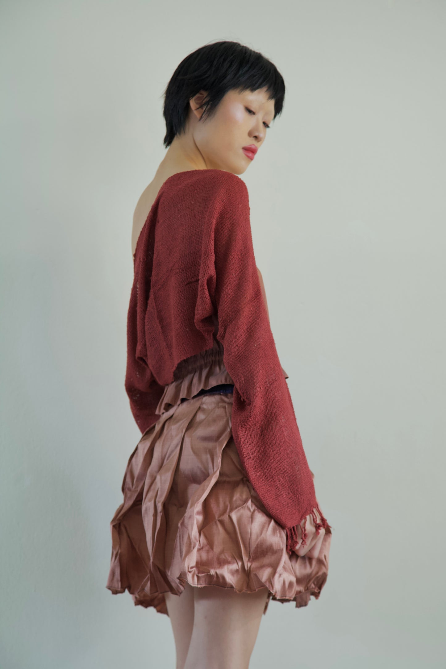 Handwoven Thai Silk-Cotton Fringe Cuff Pieced Scarf Sleeves Shrug (new colors)