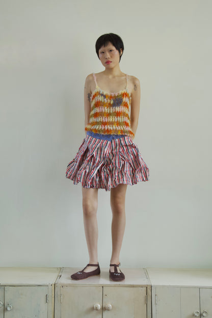 Handwoven Raw Thai Silk Crumpled Wrap/Snap Pleated Contrast Skirt (10 colorways)