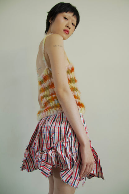 Handwoven Raw Thai Silk Crumpled Wrap/Snap Pleated Contrast Skirt (10 colorways)
