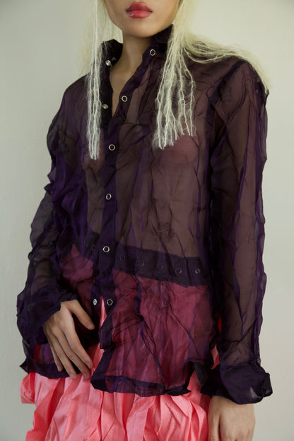 Mai Kaew Crumpled Thai 'Glass' Silk Unisex Snap Shirt (5 colorways)