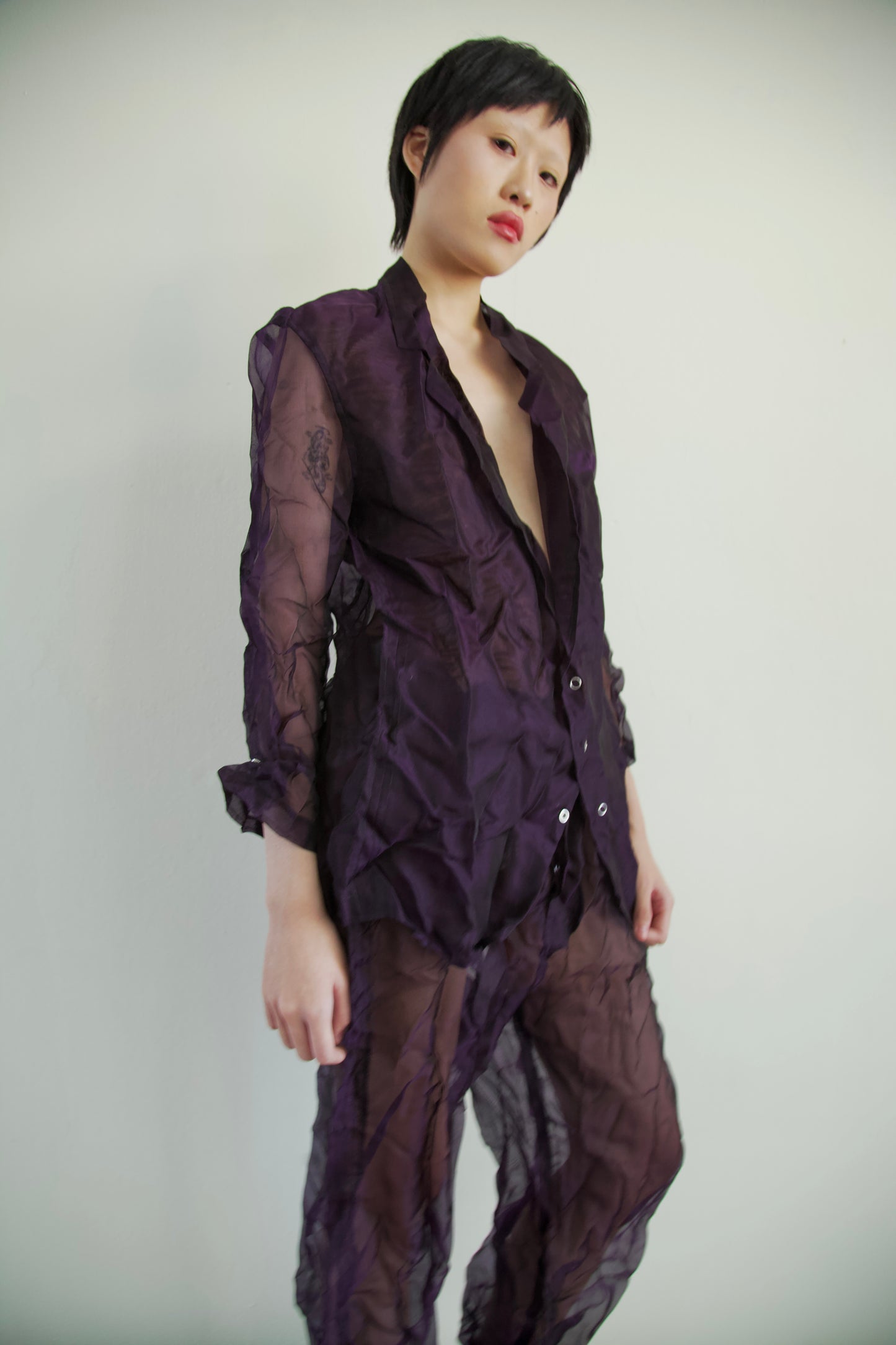 Crumpled Thai Silk Unisex Snap Adjustable Lounge Suit (3 colorways)