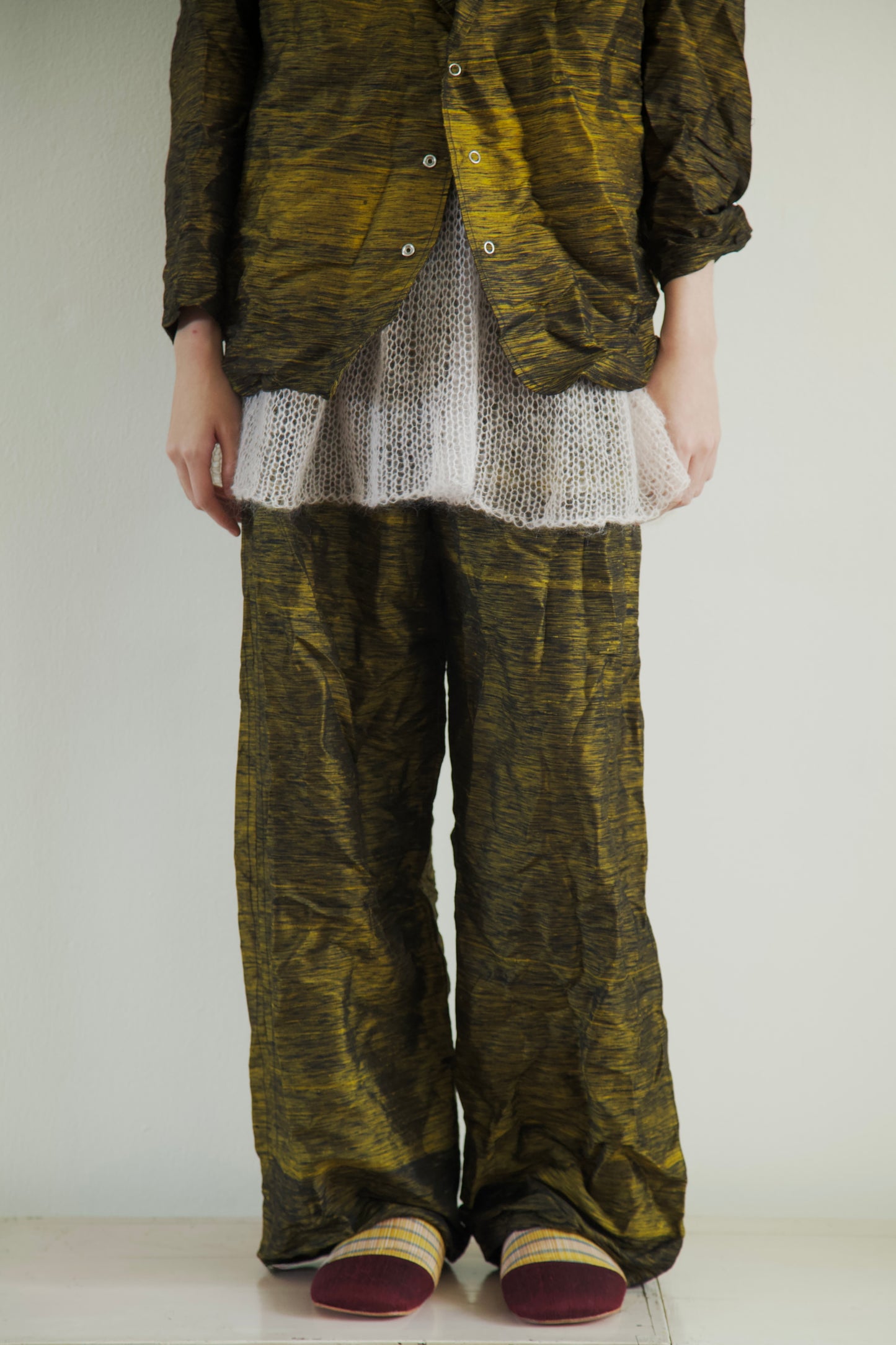 Crumpled Thai Silk Unisex Snap Adjustable Lounge Suit (3 colorways)
