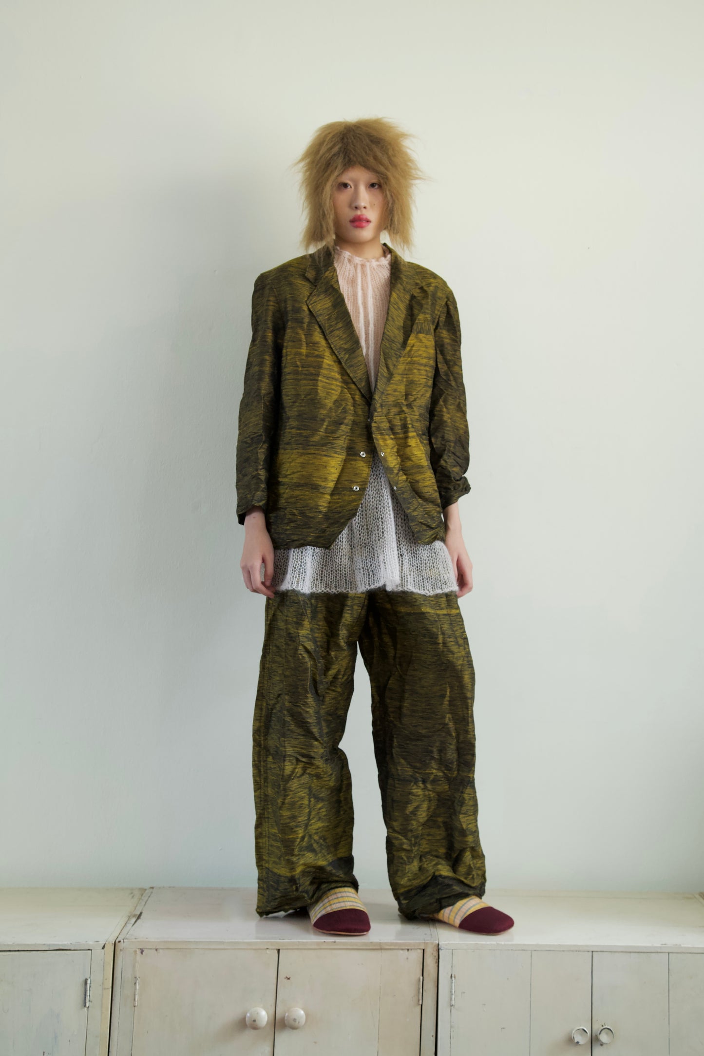 Crumpled Thai Silk Unisex Snap Adjustable Lounge Suit (3 colorways)