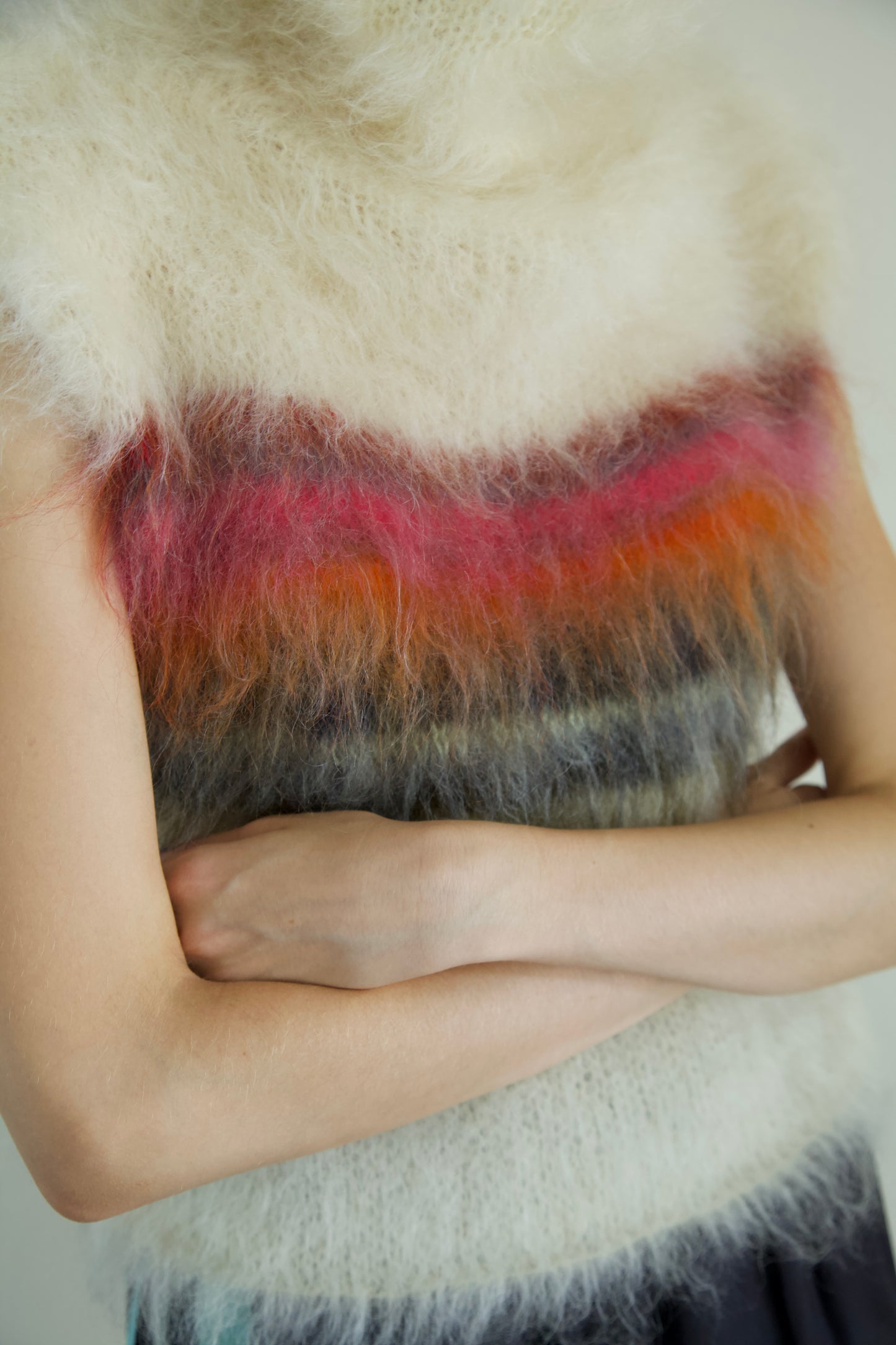 Original Blur Brushed Mohair Unisex Long Neck Vest (paradise)