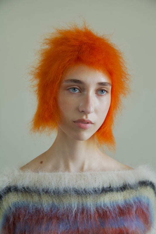 Original Blur Brushed Mohair 'HAIR' Beanie (saffron bob)