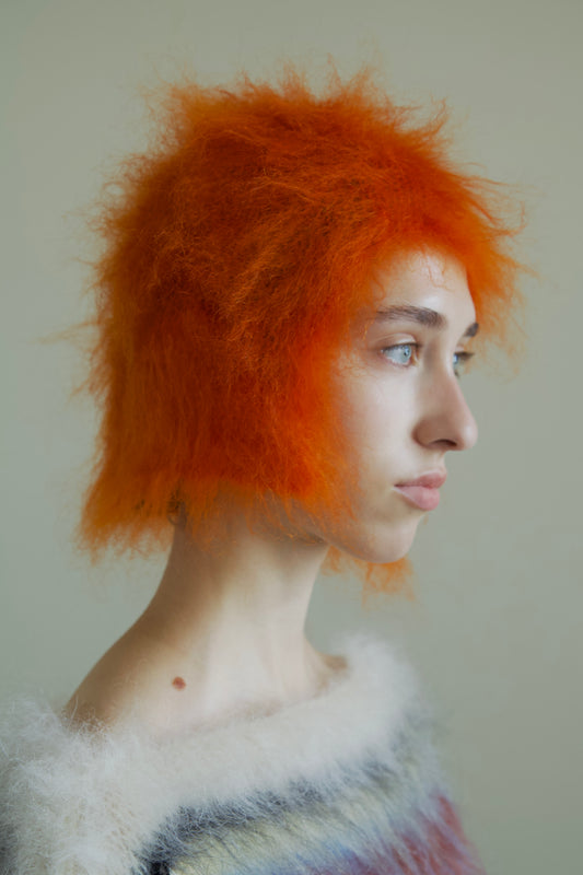 Original Blur Brushed Mohair 'HAIR' Beanie (saffron bob)