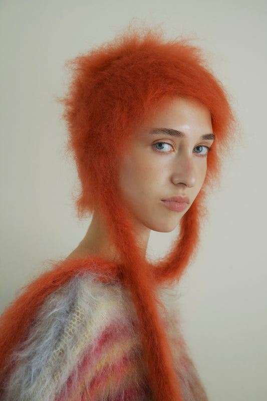 Original Blur Brushed Mohair Bonnet Cap (rust)