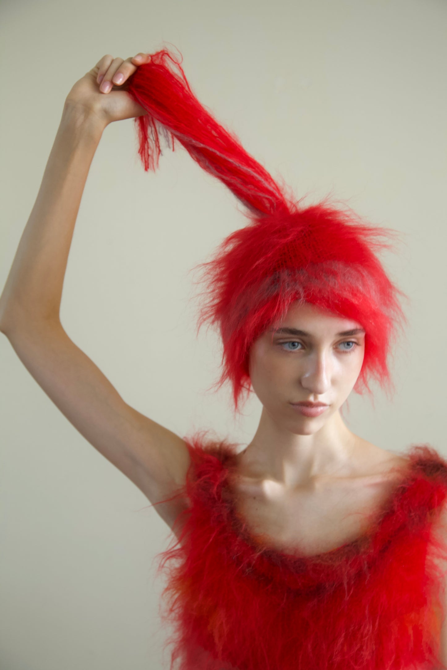 Blur Brushed Mohair 'HAIR' Beanie (emergency ponytail)