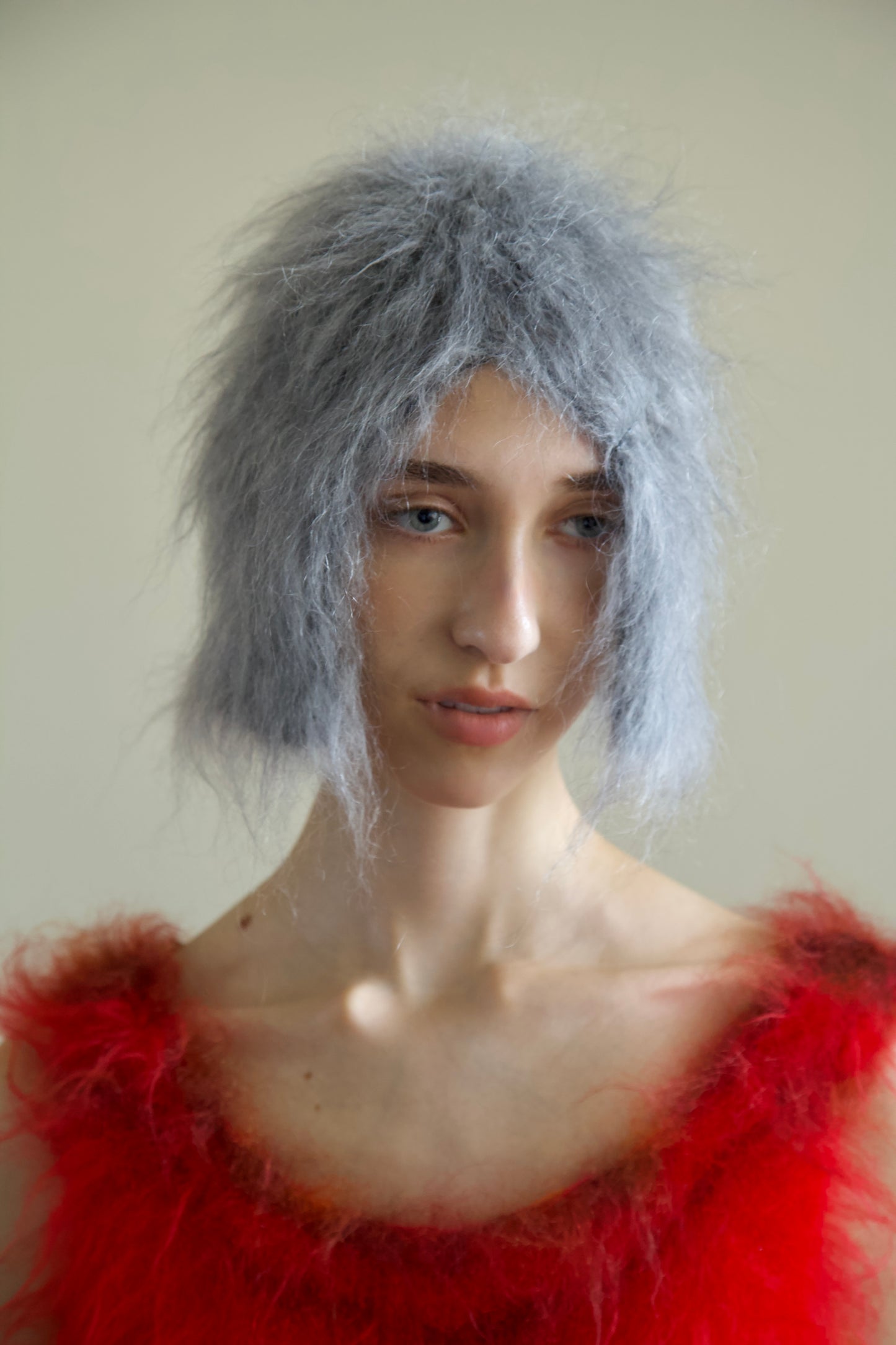 Original Blur Brushed Mohair 'HAIR' Beanie (salt/pepper bob)