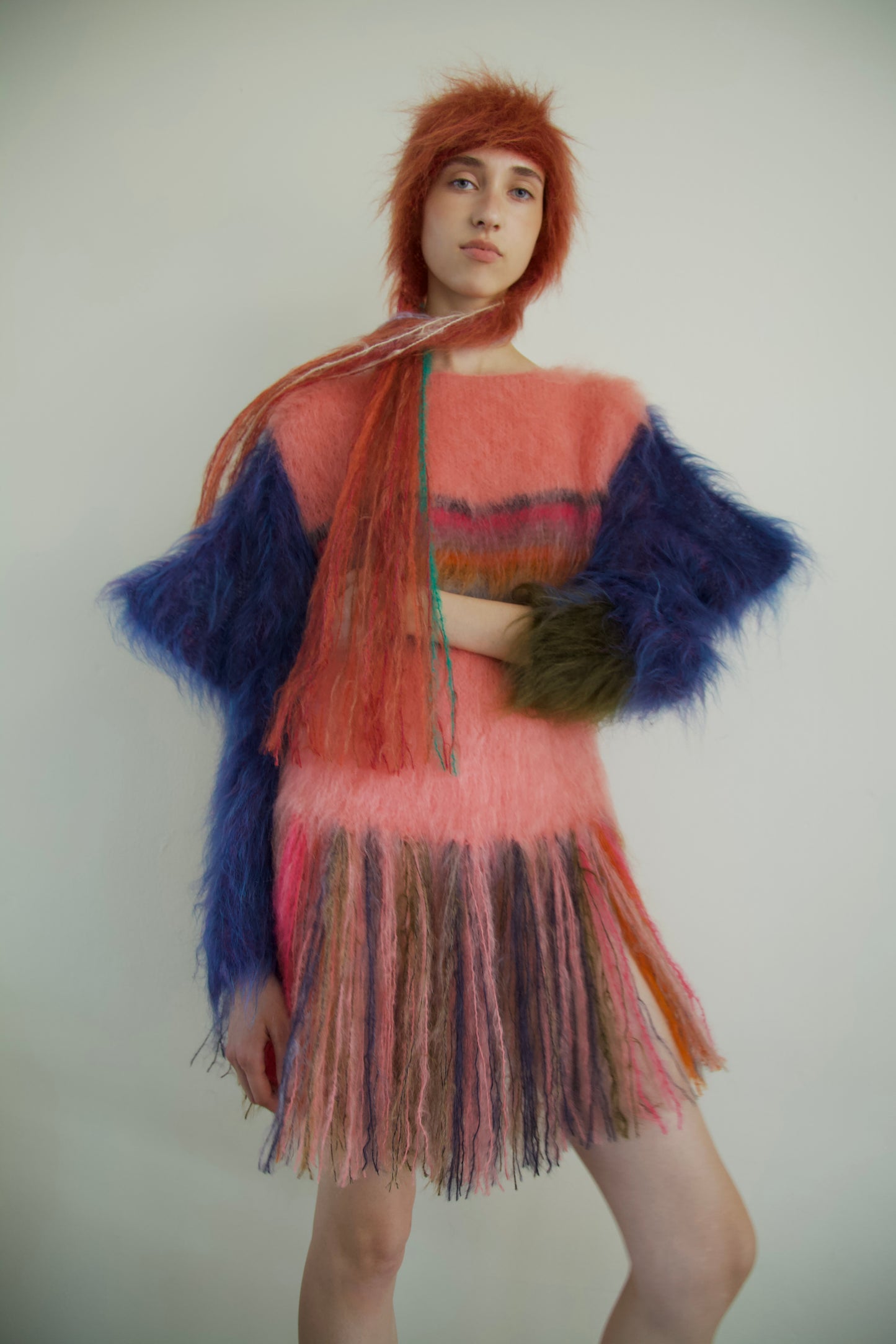 Original Blur Brushed Palette Mohair Fiber Art Jumper Dress (kite flying)