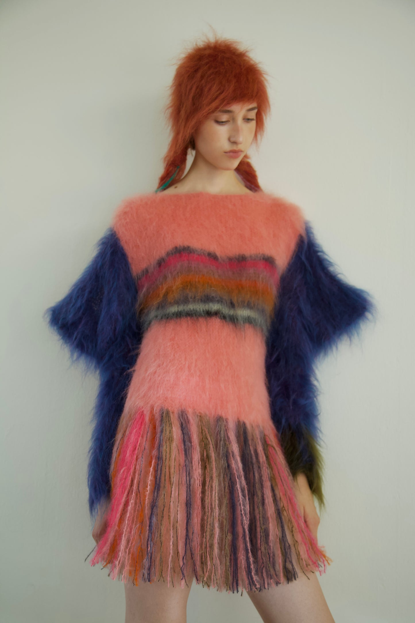Original Blur Brushed Palette Mohair Fiber Art Jumper Dress (kite flying)