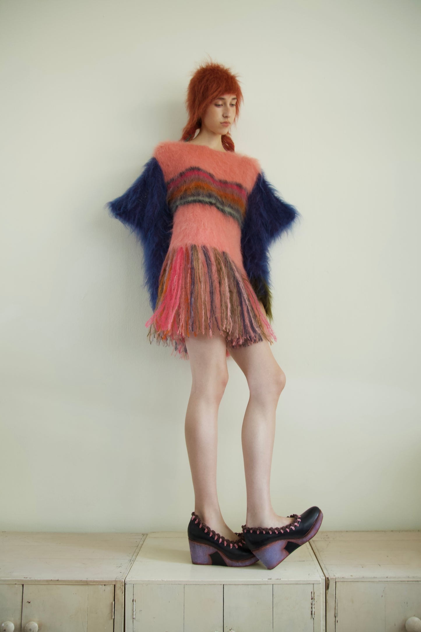 Original Blur Brushed Palette Mohair Fiber Art Jumper Dress (kite flying)