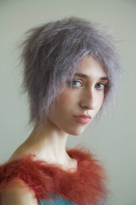 Original Blur Brushed Mohair 'HAIR' Beanie (smoke pixie)