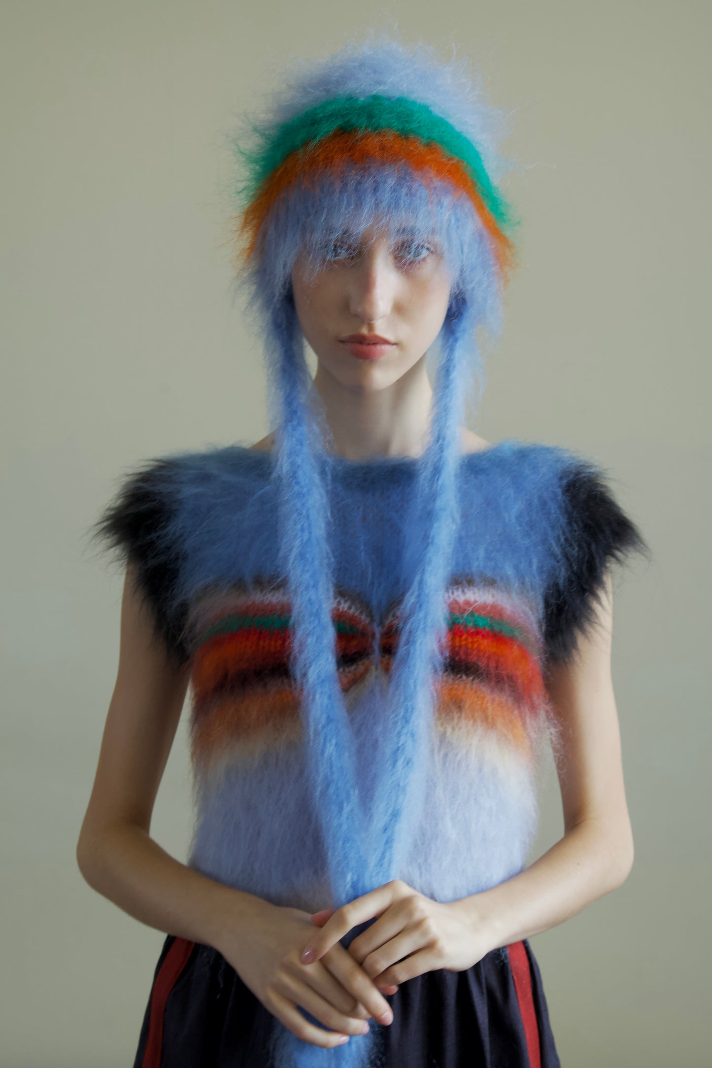 Original Blur Brushed Mohair Bonnet Cap (fountain)