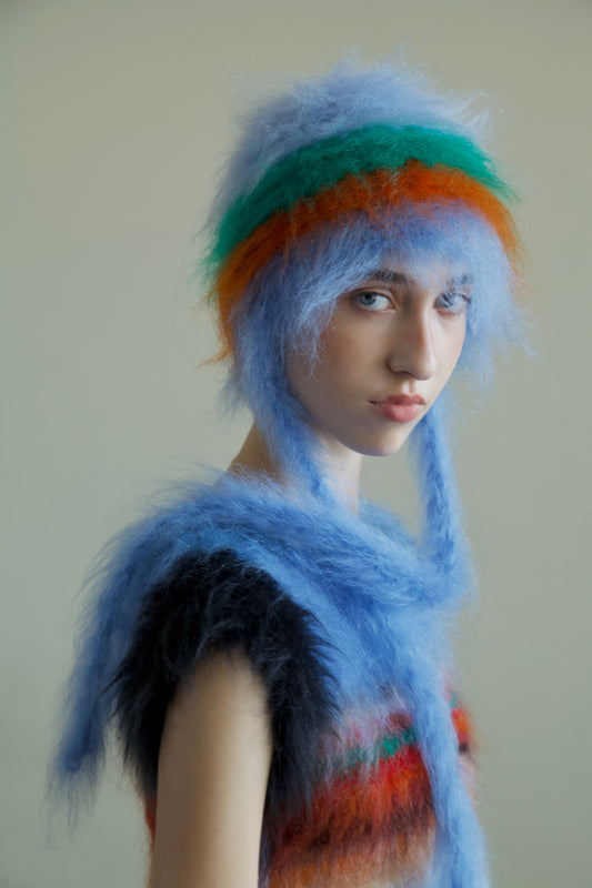 Original Blur Brushed Mohair Bonnet Cap (fountain)