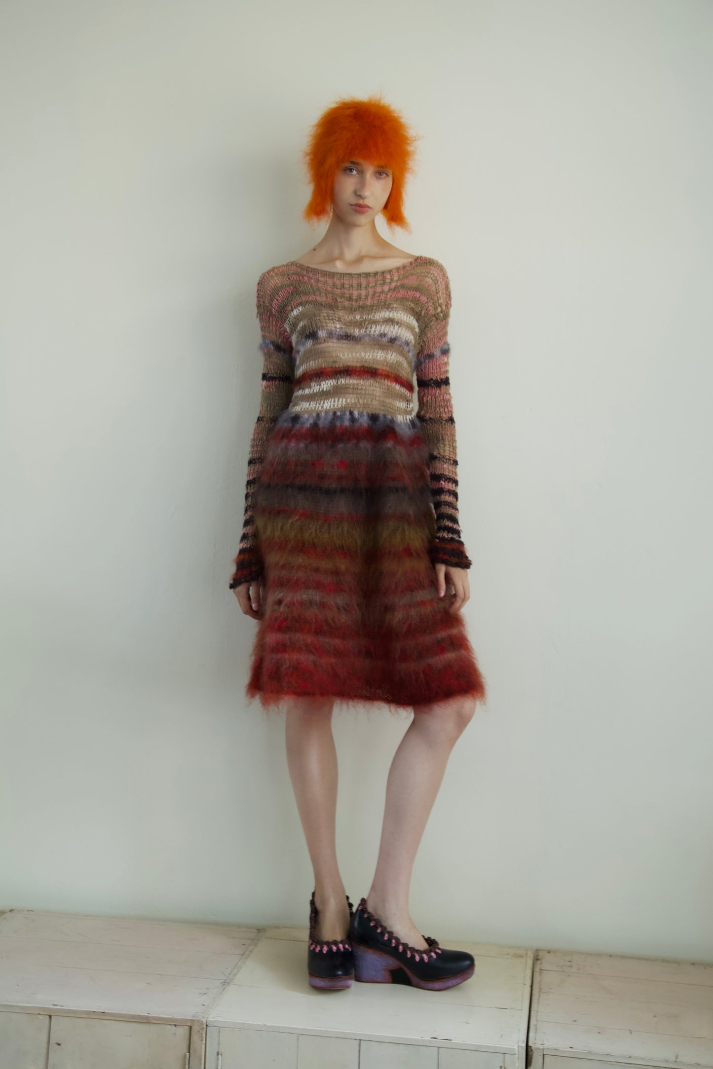 Original Blur Suspended Brushed Mohair Mesh Thai Silk Net Dress (vital)