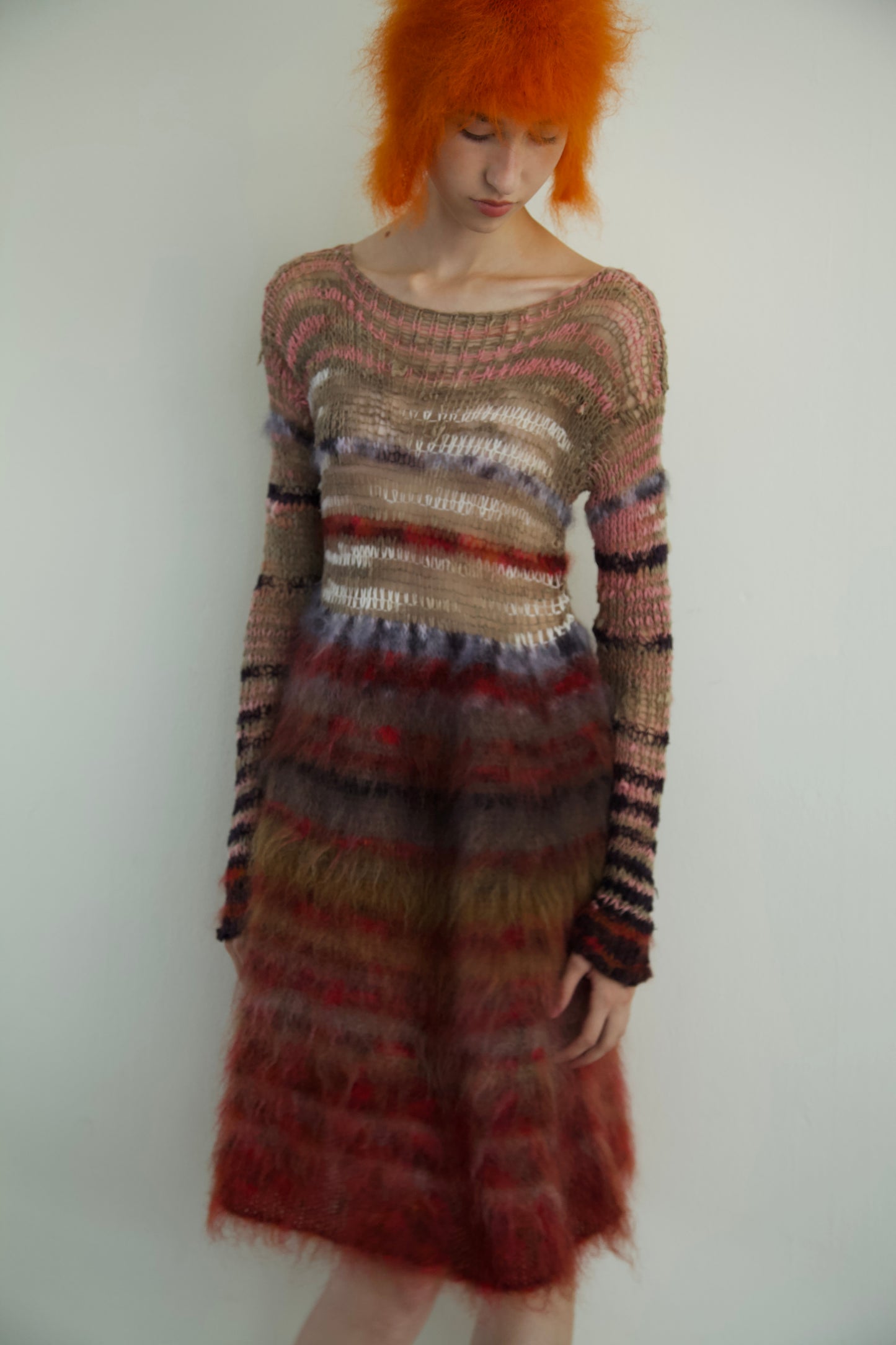 Original Blur Suspended Brushed Mohair Mesh Thai Silk Net Dress (vital)