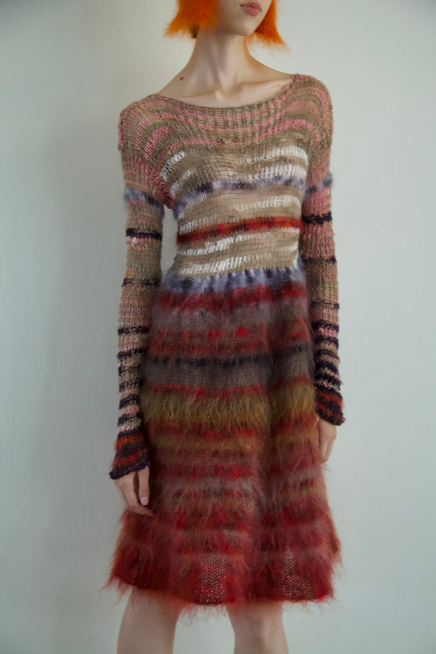 Original Blur Suspended Brushed Mohair Mesh Thai Silk Net Dress (vital)