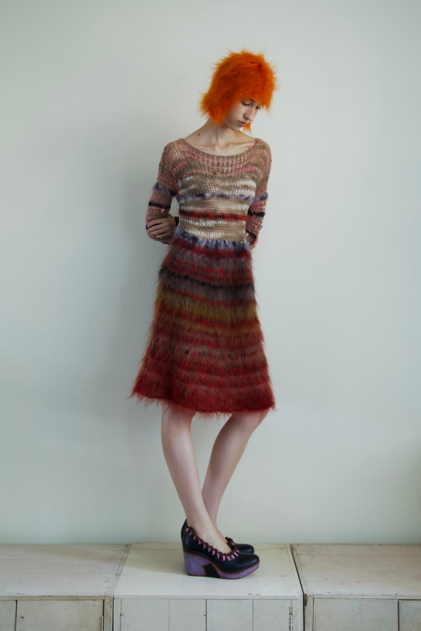 Original Blur Suspended Brushed Mohair Mesh Thai Silk Net Dress (vital)