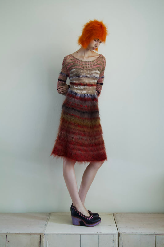 Original Blur Suspended Brushed Mohair Mesh Thai Silk Net Dress (vital)
