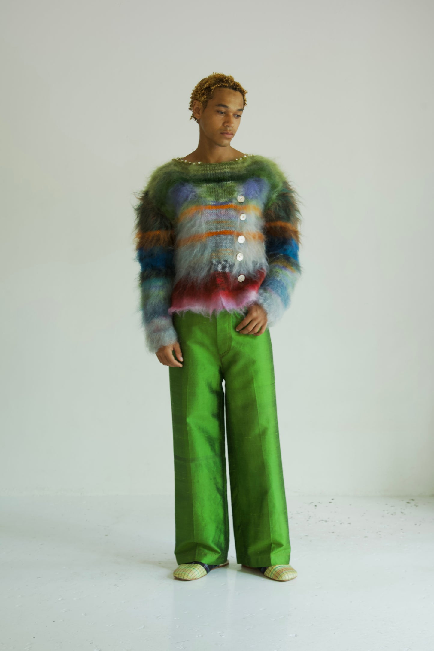 NR Blur Brushed One-of-a-kind Palette Mohair Fiber Art Jumper