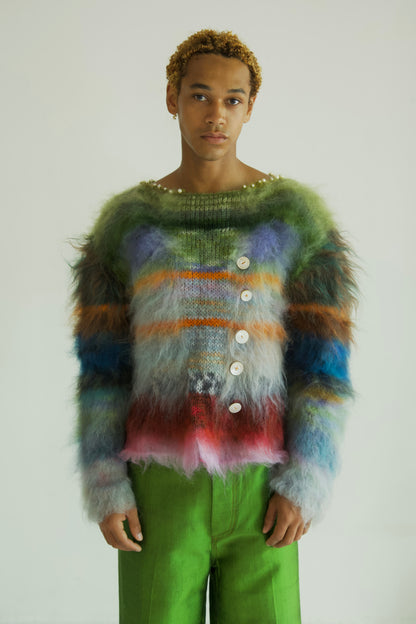 NR Blur Brushed One-of-a-kind Palette Mohair Fiber Art Jumper