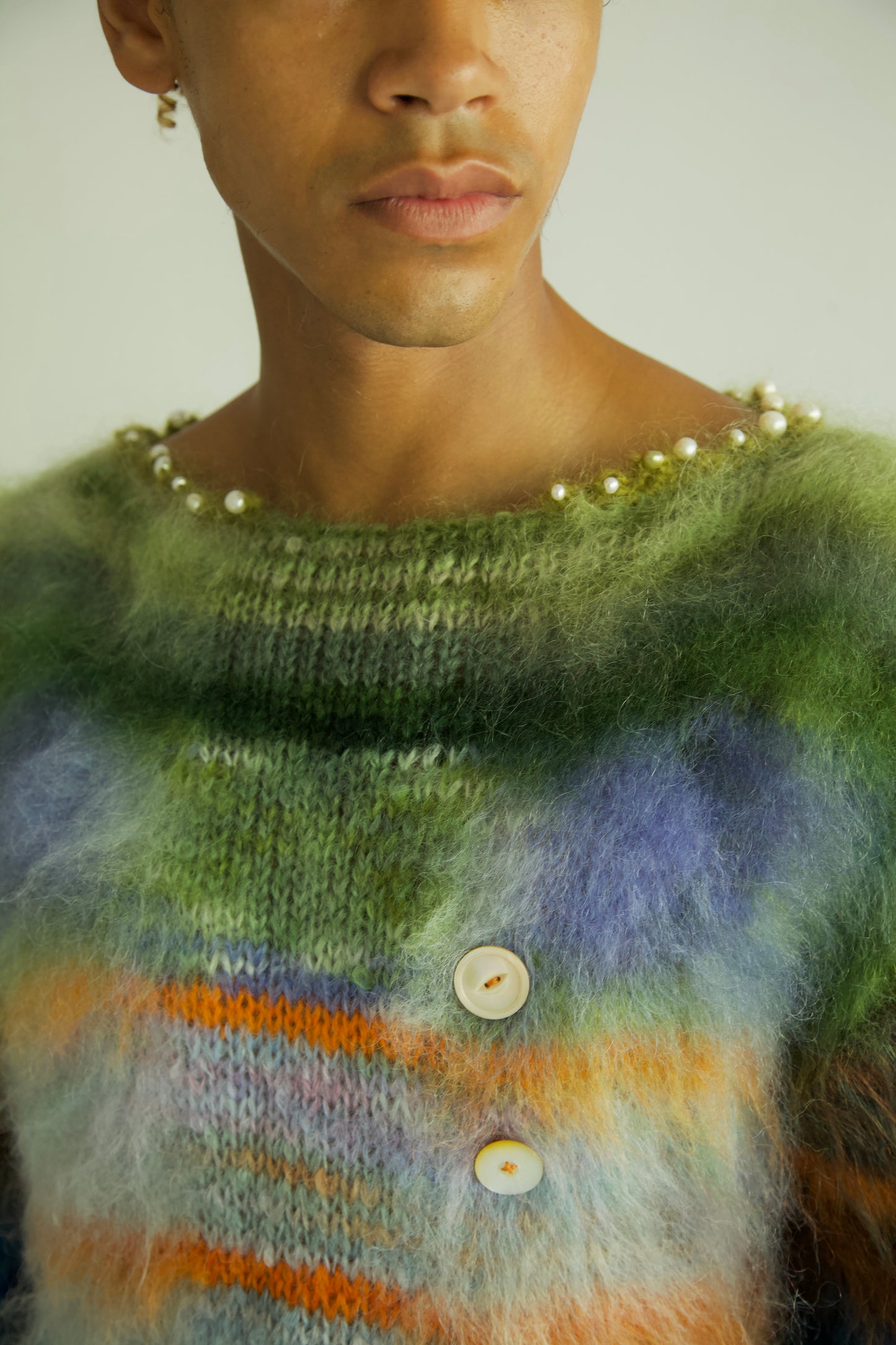NR Blur Brushed One-of-a-kind Palette Mohair Fiber Art Jumper