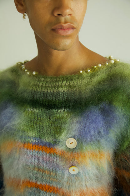 NR Blur Brushed One-of-a-kind Palette Mohair Fiber Art Jumper