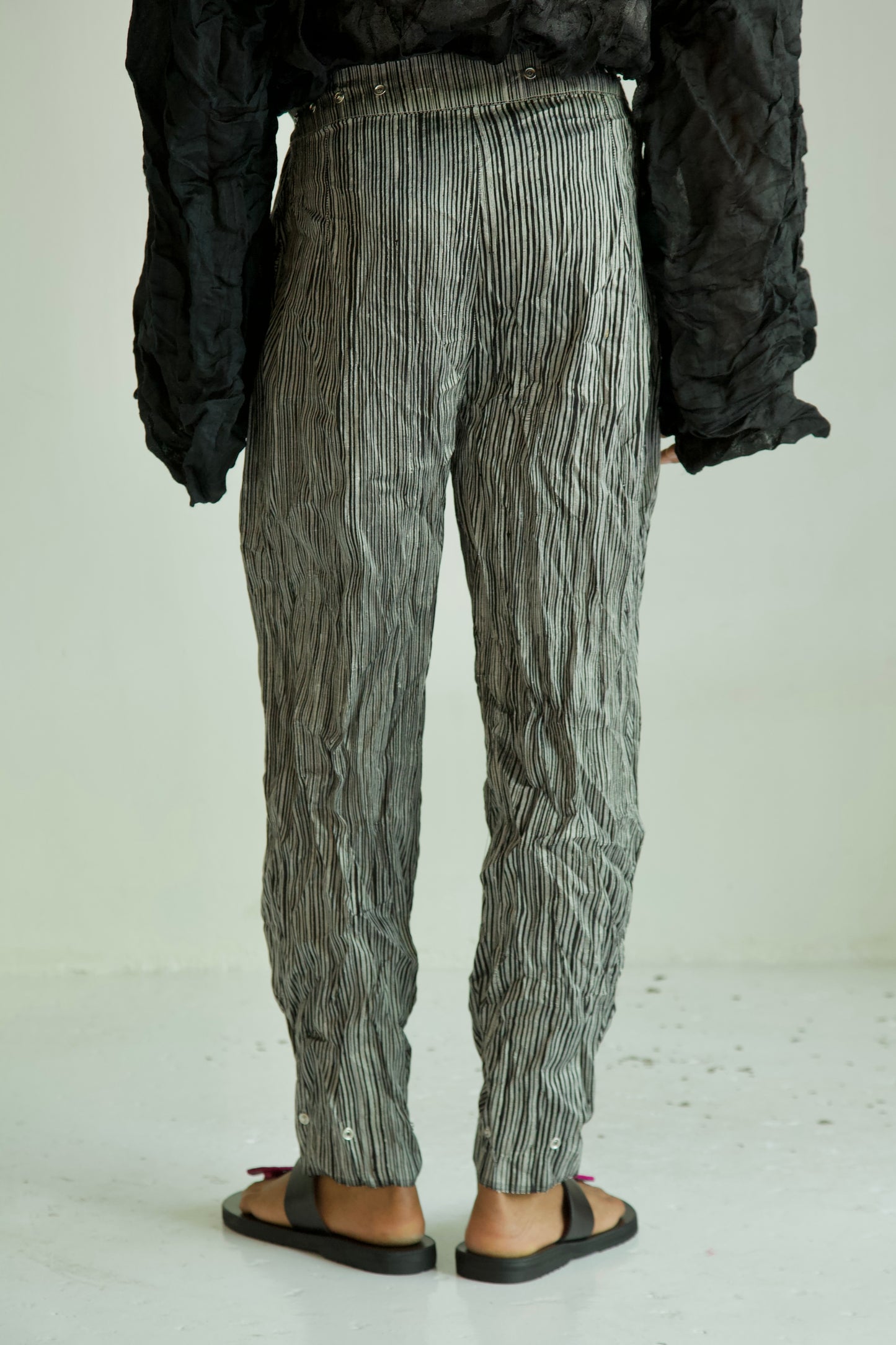 Raw Adjustable Crumpled Thai Silk Unisex Snap Trousers (3 colorways)