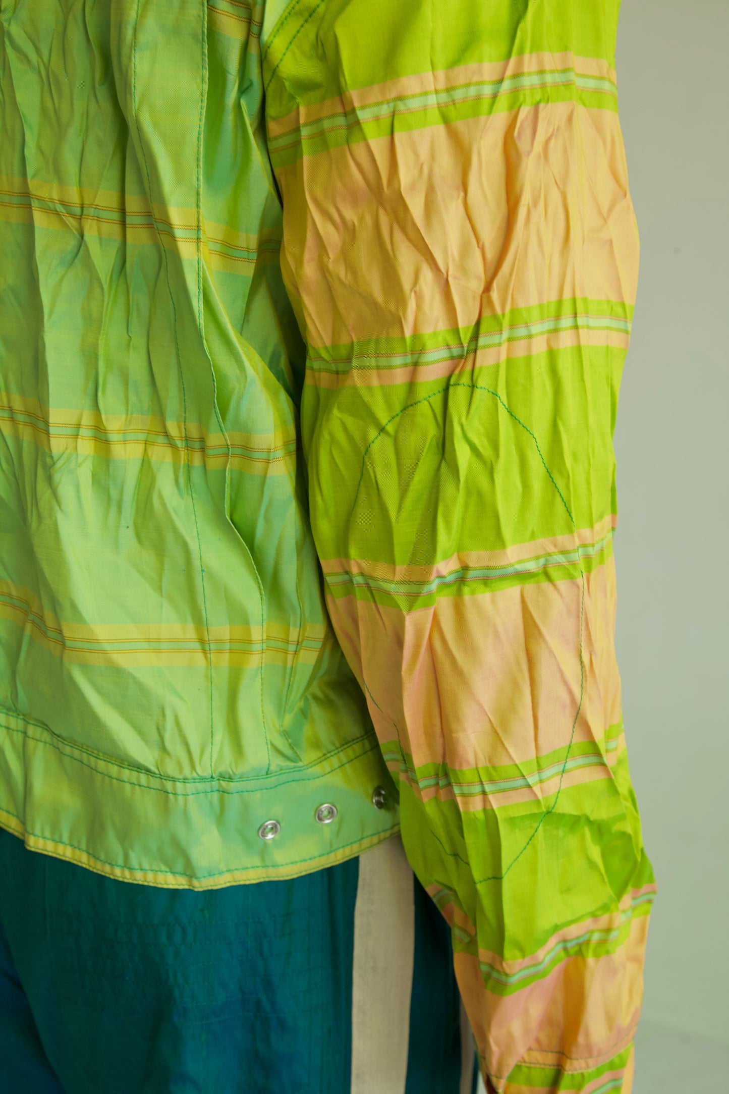 Crumpled Thai Silk Double Zip Unisex Snap Hoodie (caterpillar)