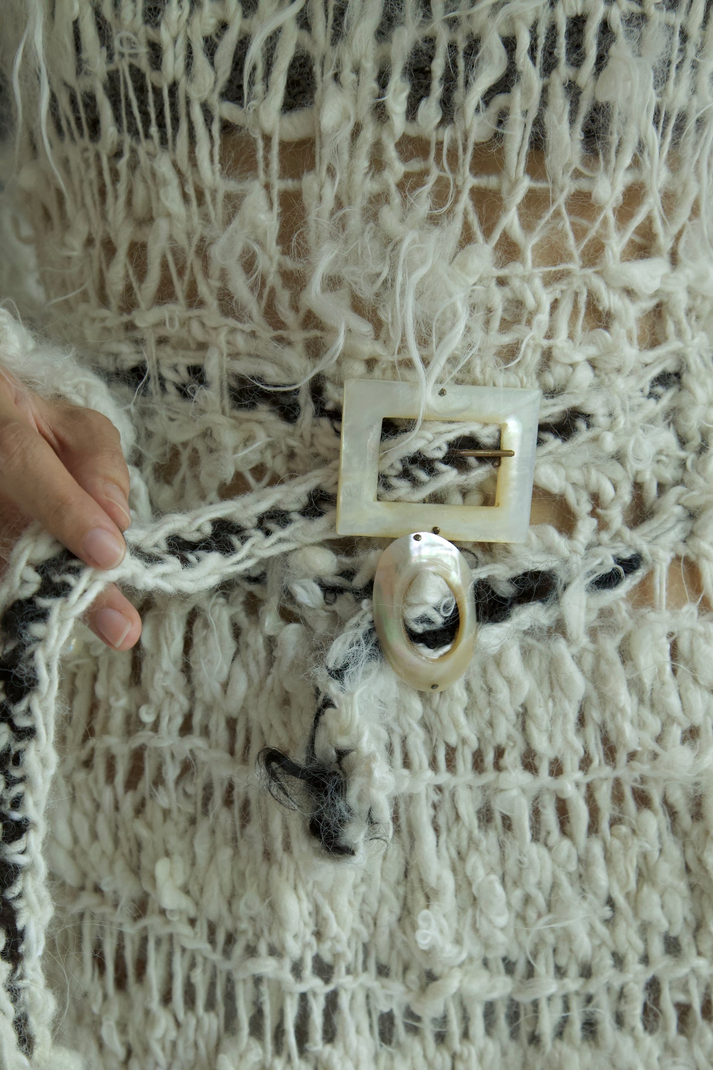 Debris Decomposing Victorian Revival Fiber Art Crocheted Hand-Spun Alpaca Balloon Sleeve Gown