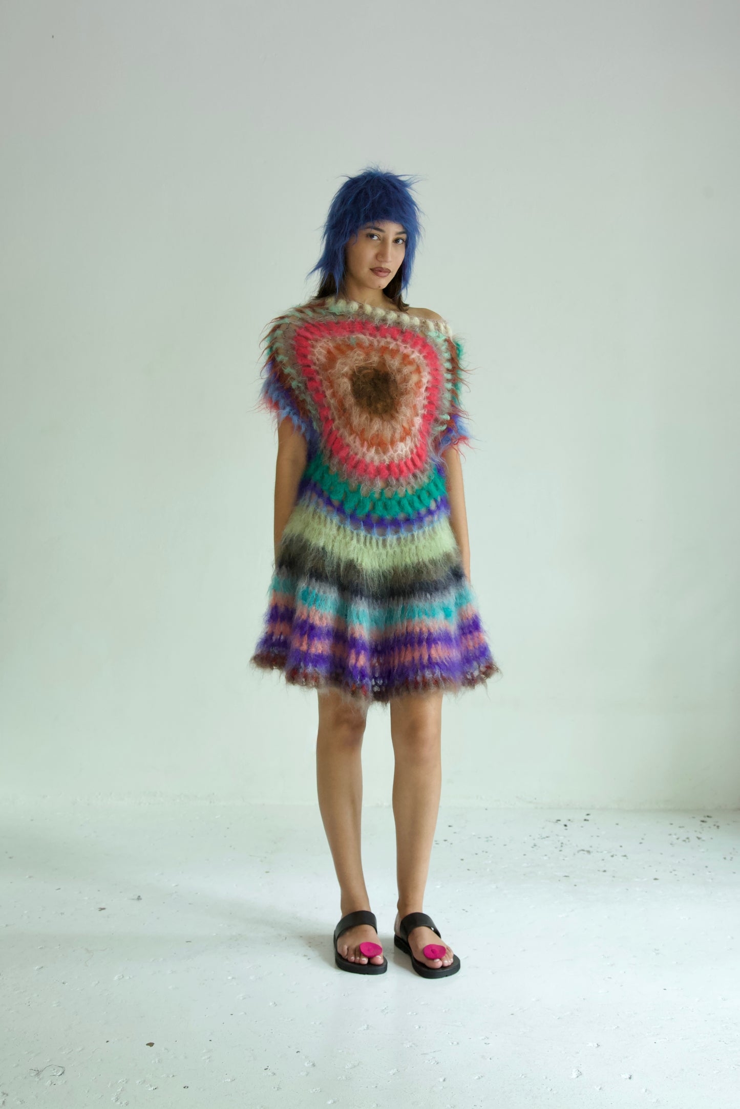 NR Blur Brushed One-of-a-kind Crocheted Mohair Target Dress