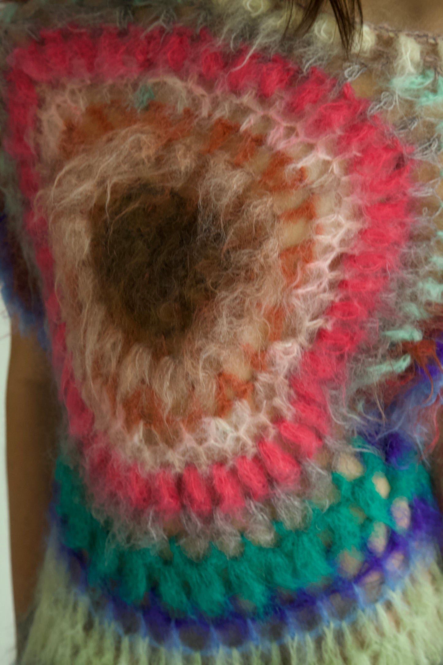 NR Blur Brushed One-of-a-kind Crocheted Mohair Target Dress